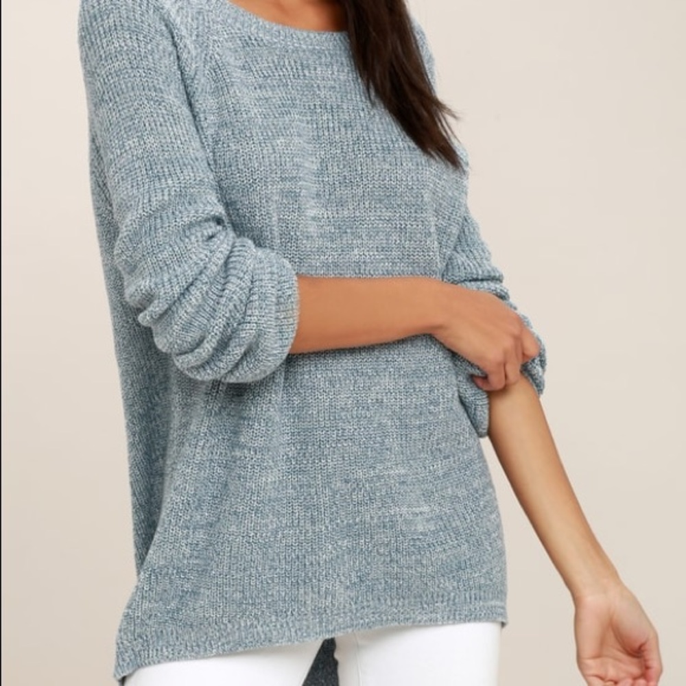 Lulu's Persuit of Happiness Blue Backless Sweater